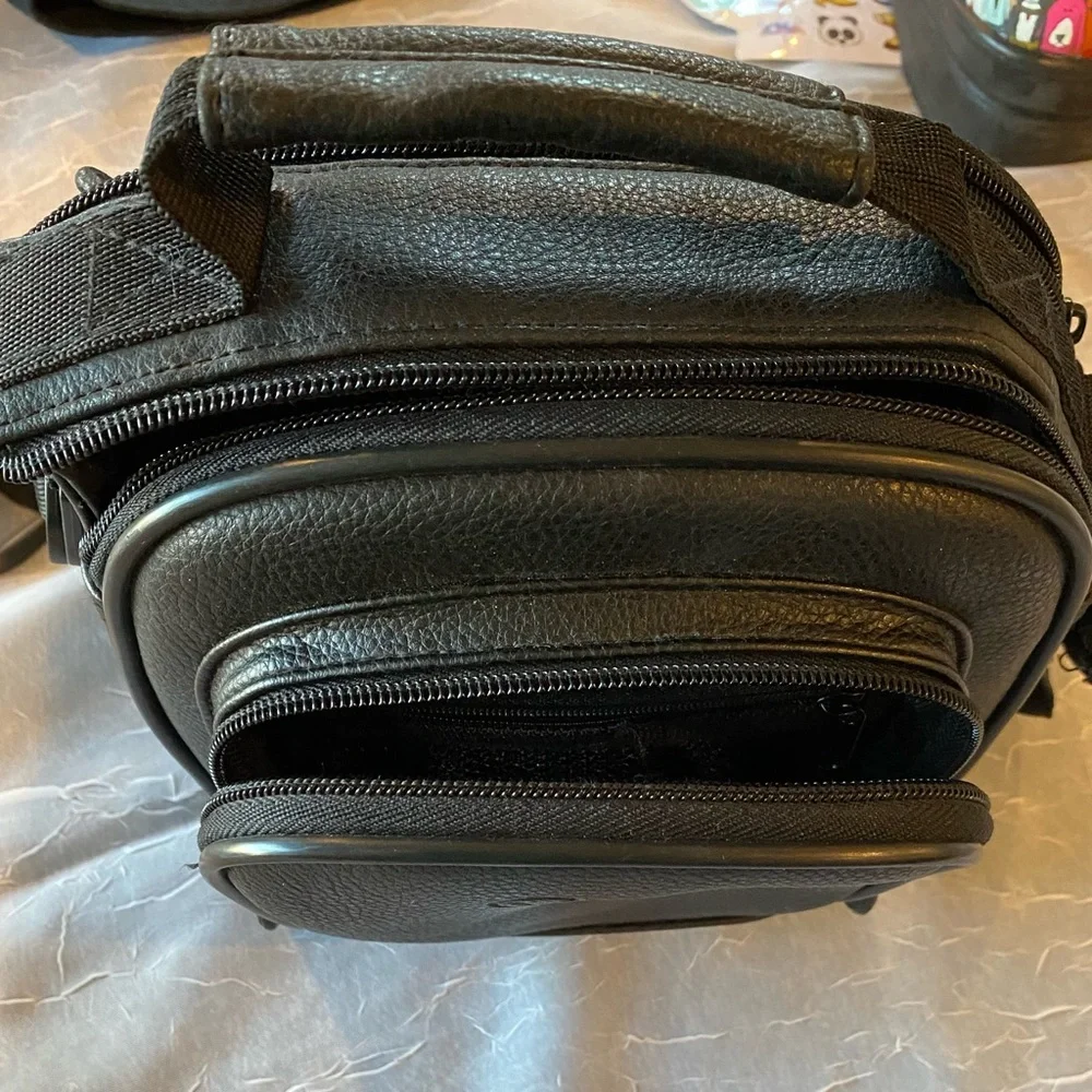 View Black Leather PaddedCamera Bag with Durable Construction and Compact Design